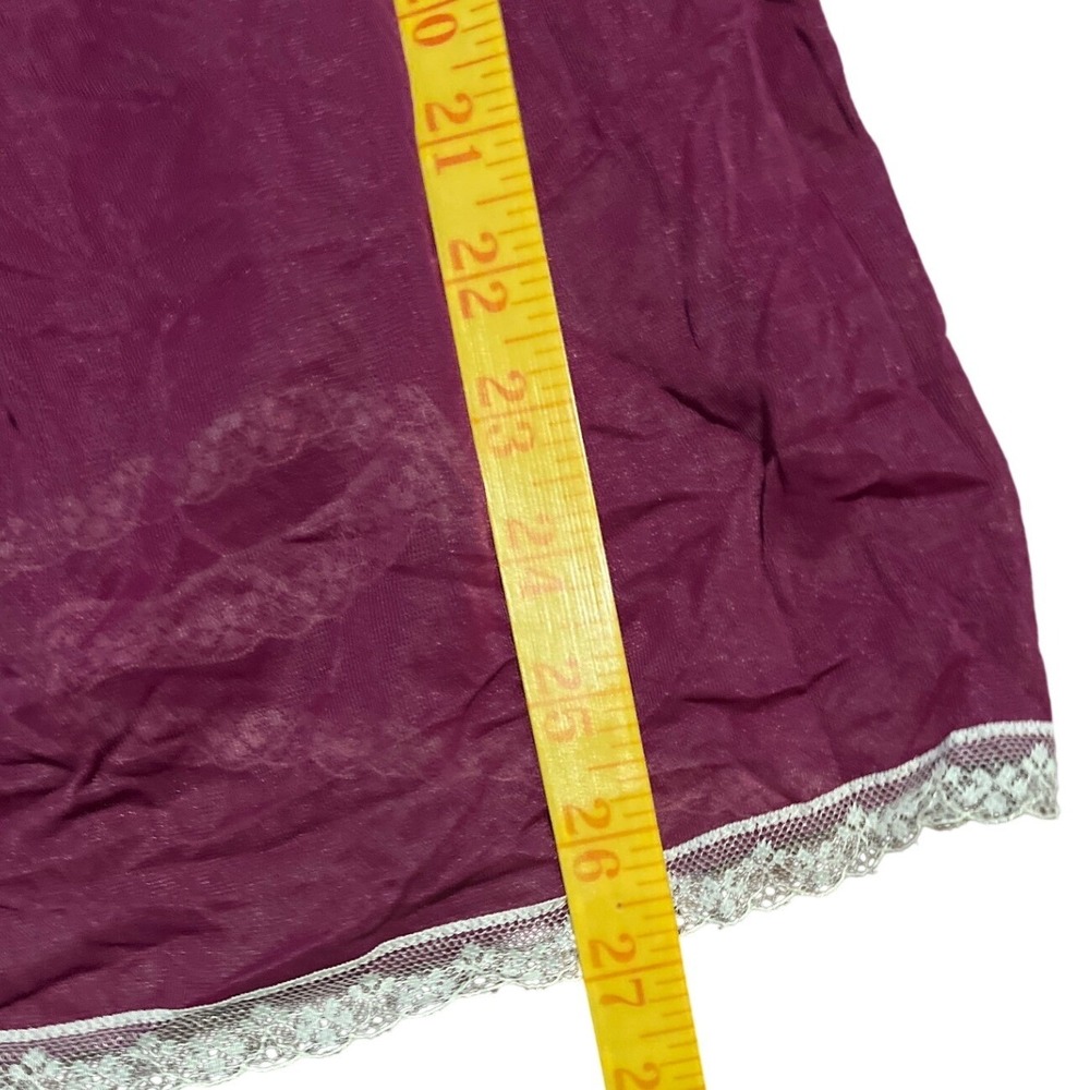 Victorias Secret Babydoll Chemise‎ Nightgown Burgandy Lace Trim Size Medium - Picture 3 of 5